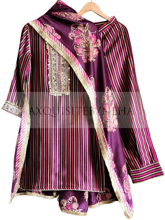 Purple Stripes Chanderi