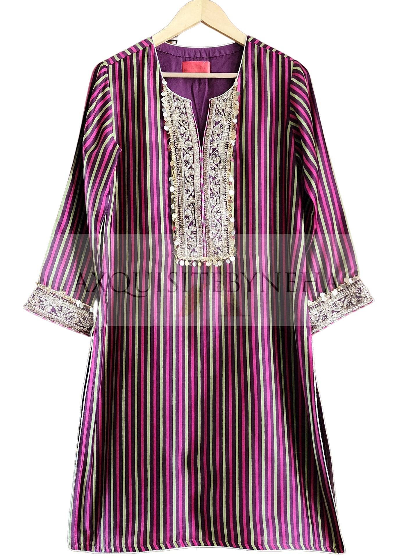 Purple Stripes Chanderi