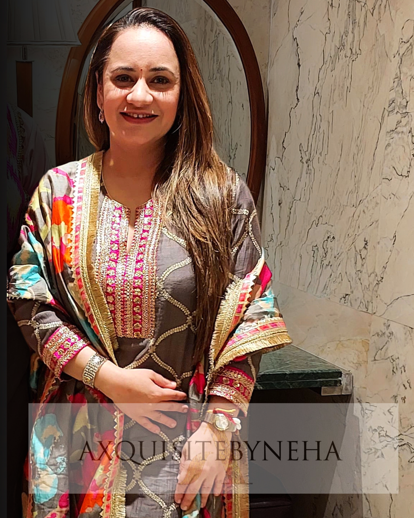 Mouse Grey Printed dupatta