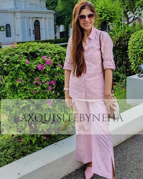 Baby pink chikan set