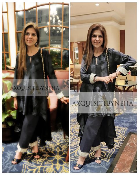 Asysmetrical Black and Grey tie Dye set