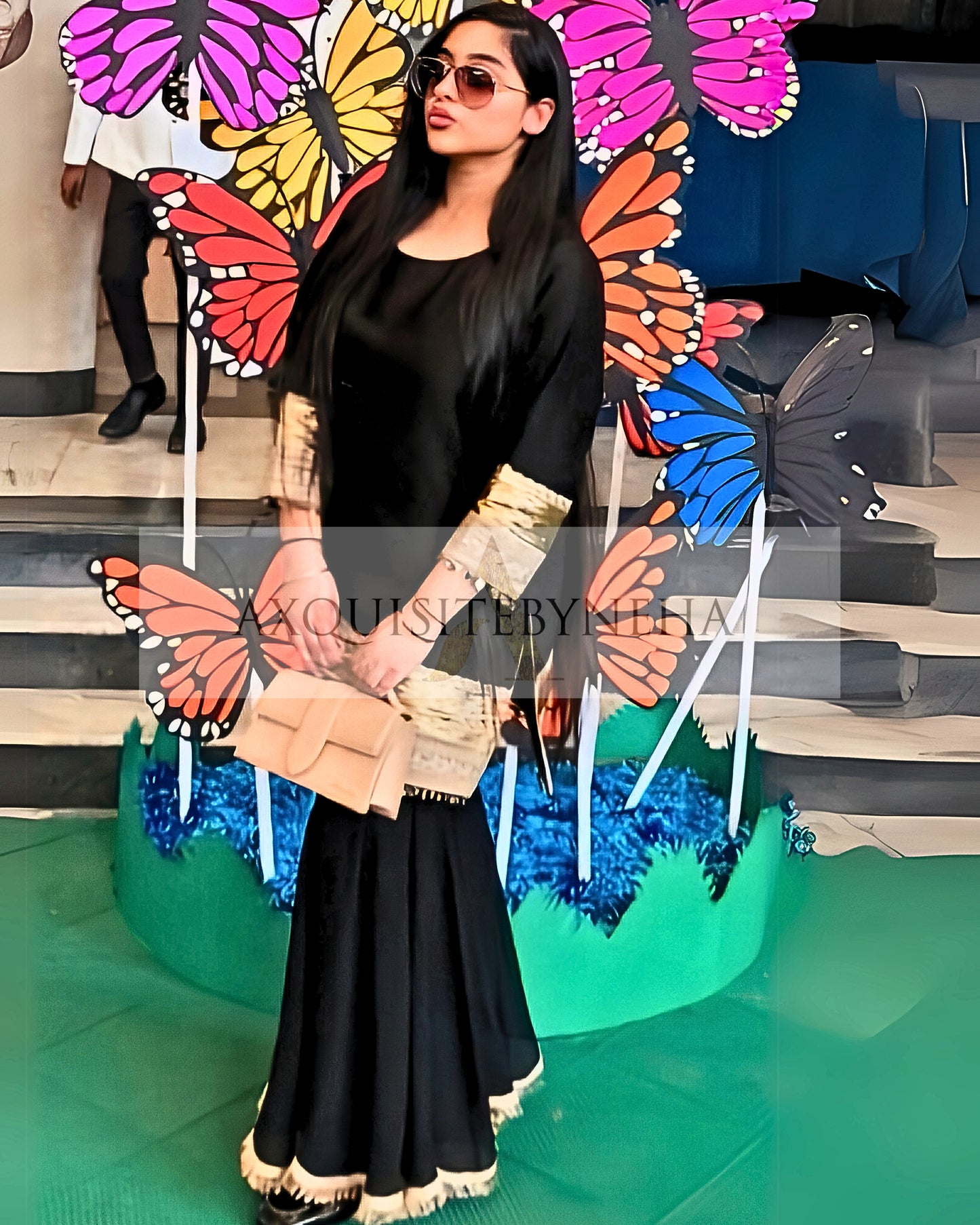 Black Chanderi Sharara set