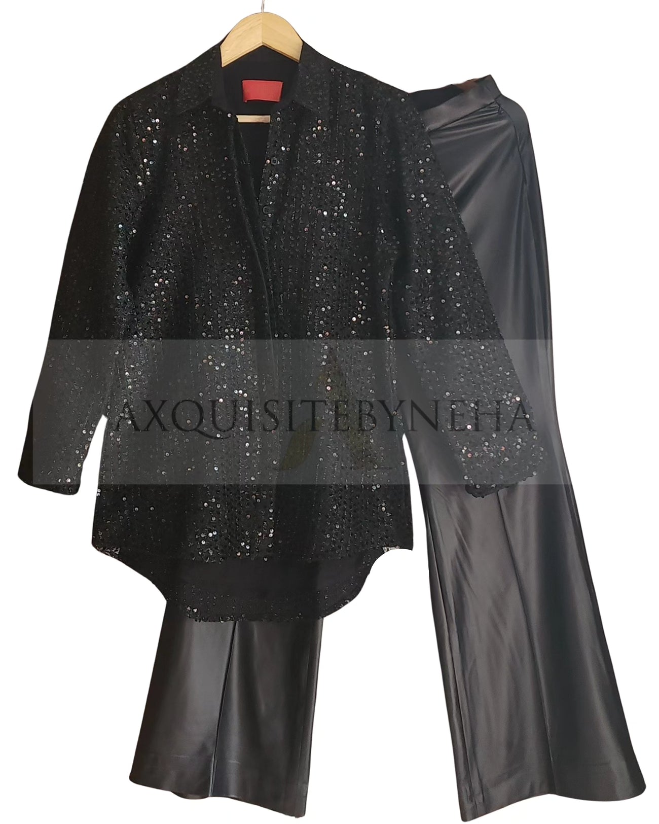 Black Tweed Leather pants