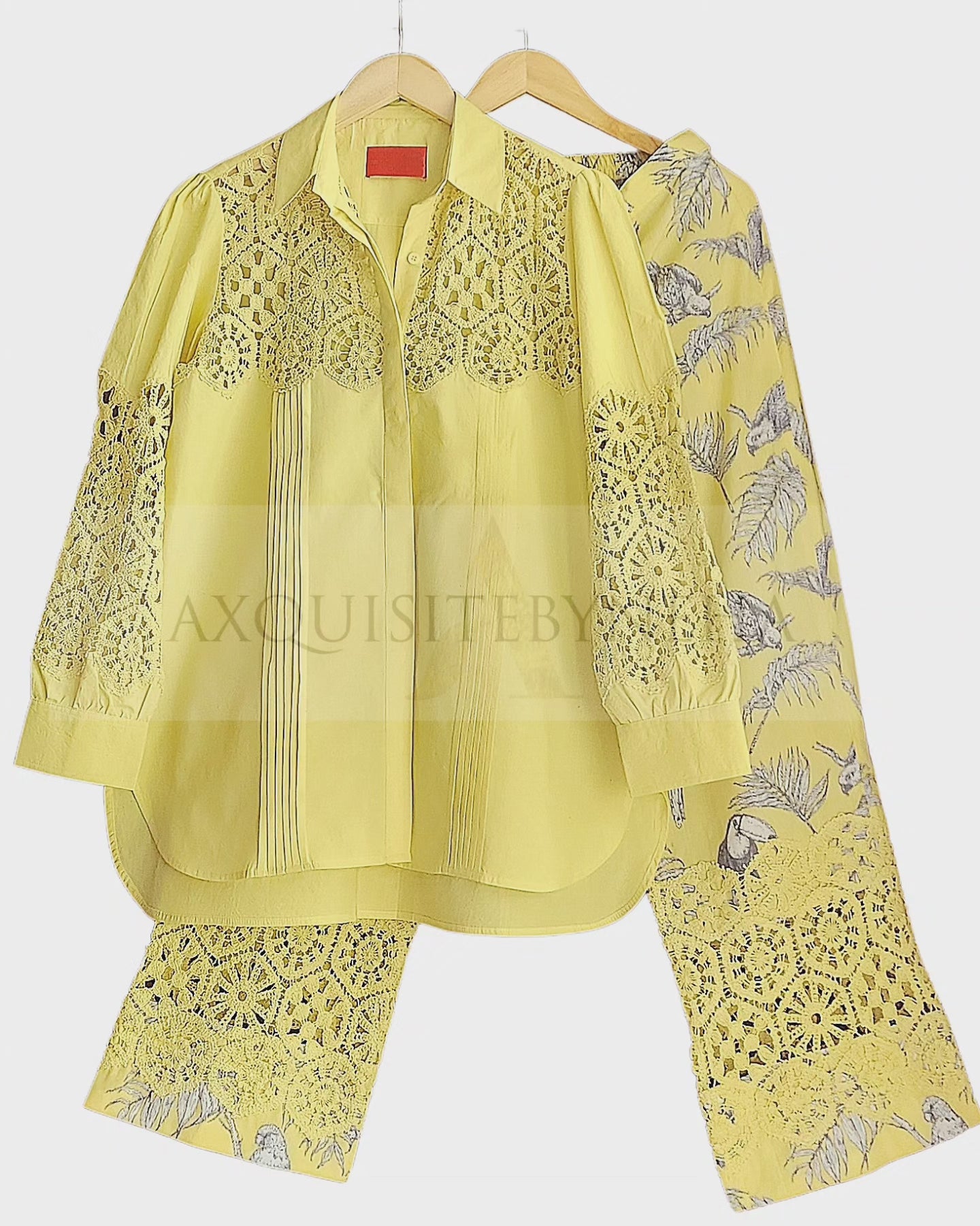 Lemon Cutwork Coordset