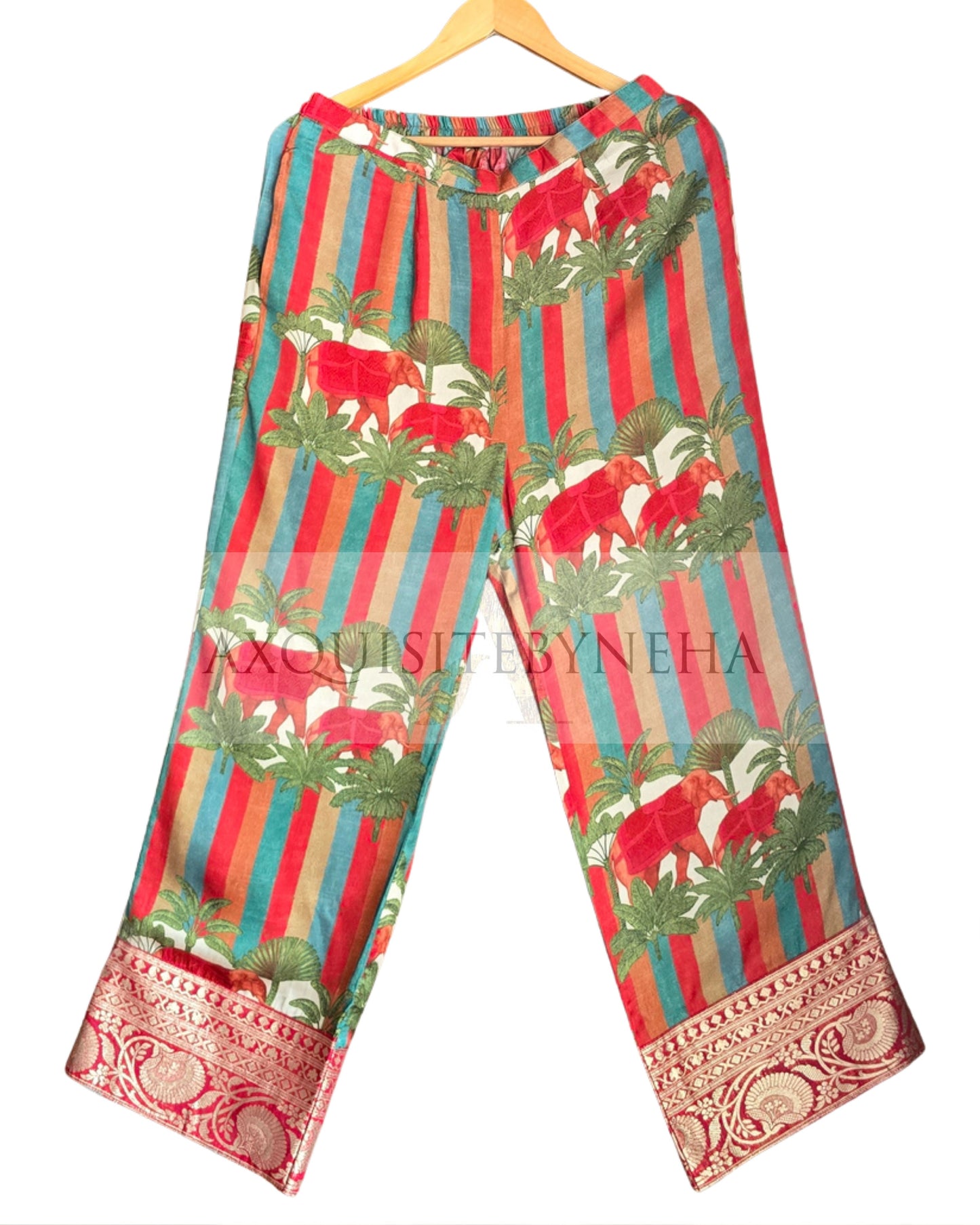 Red Elephants Print Plazo