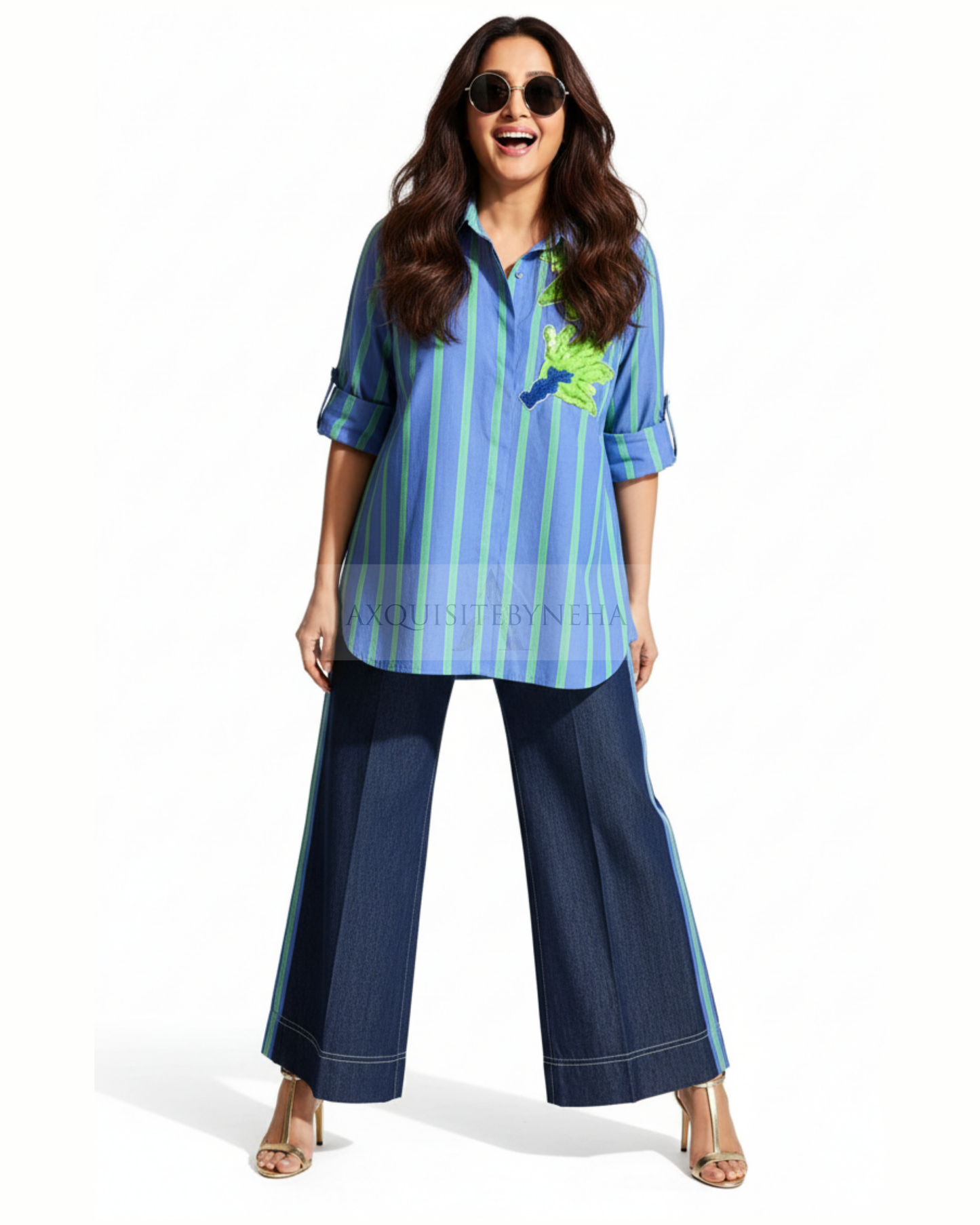 Blue & Green / Denim pants