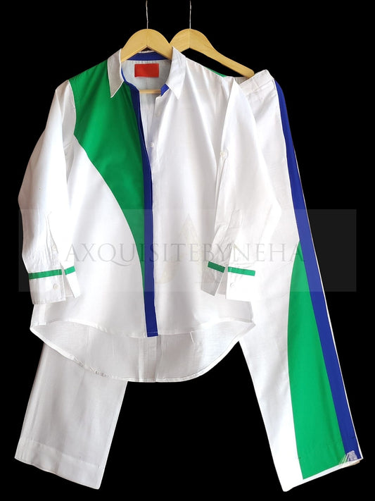 White Colour block set