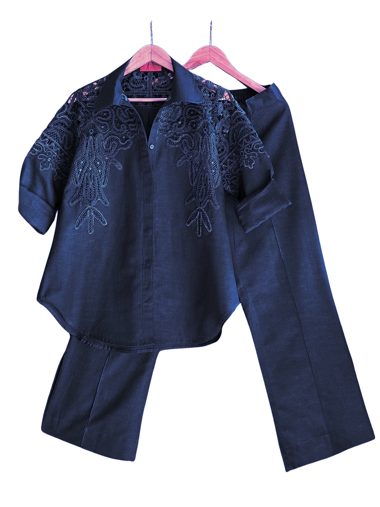 Blue / Olive Cutwork