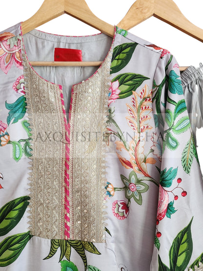 Grey Print ChanderiSilk