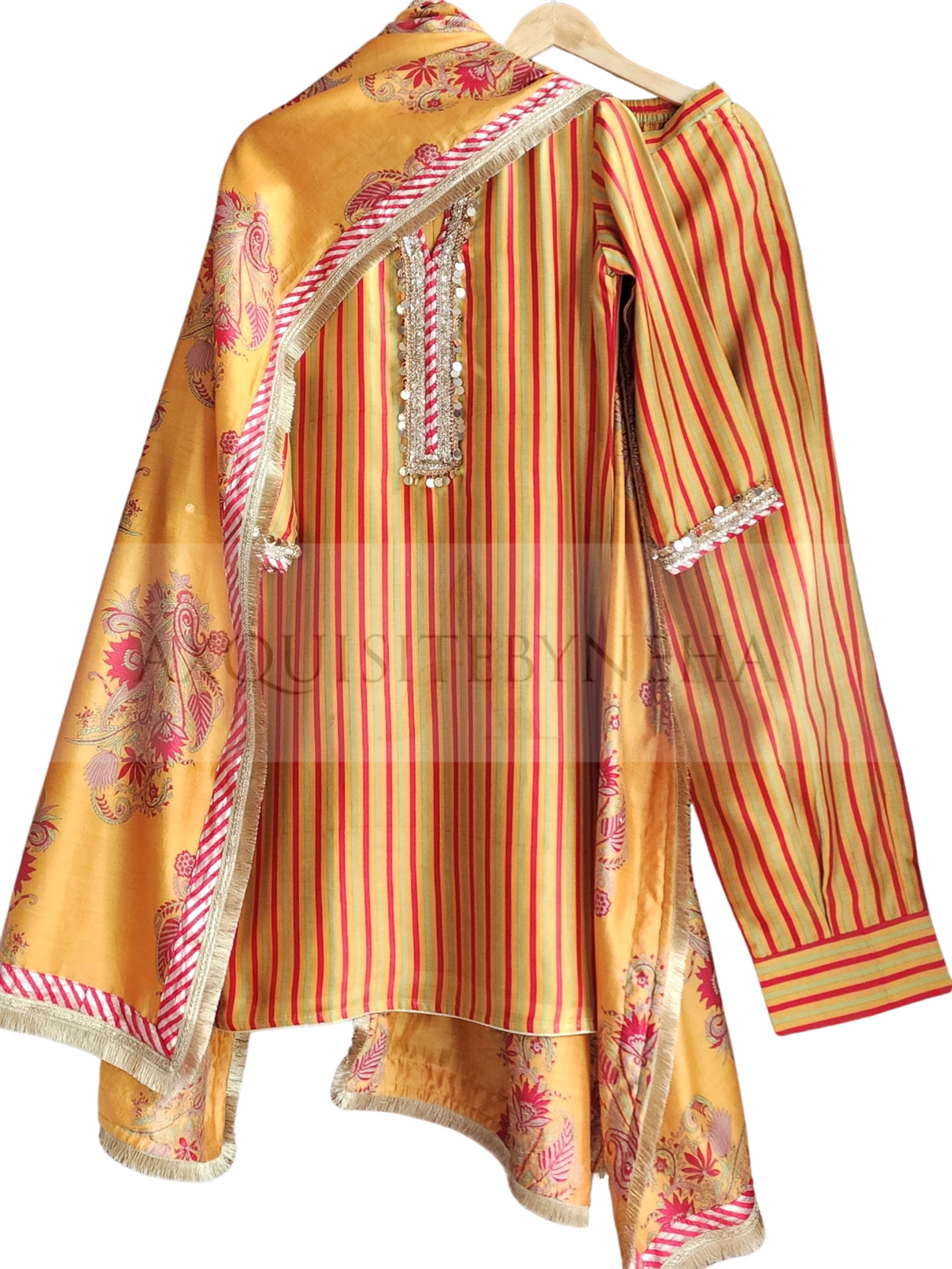 Mustard Stripes Chanderi