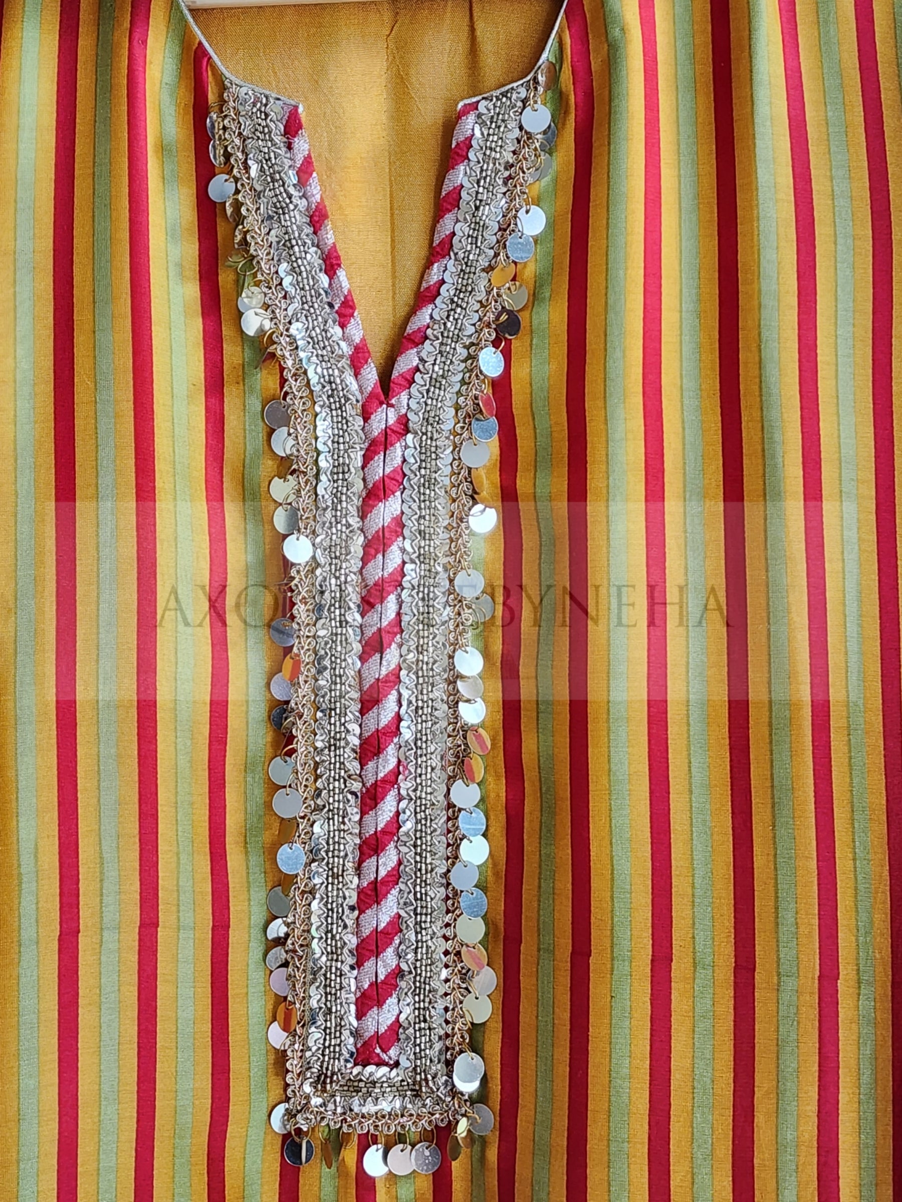 Mustard Stripes Chanderi