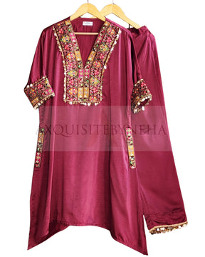 Maroon Red Indo Western Style