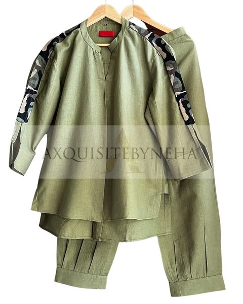 Olive Army detaling Harem pants set