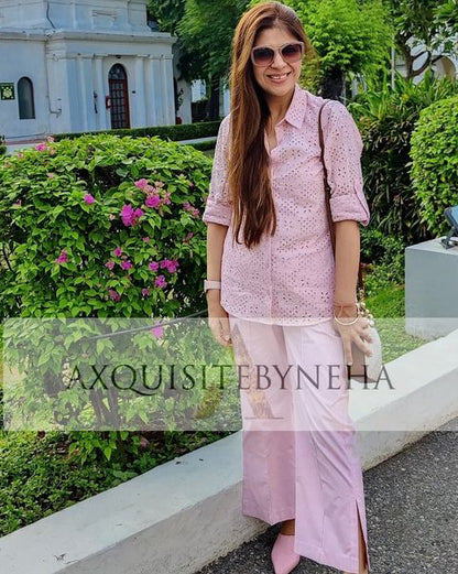 Baby pink chikan set