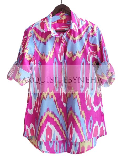 Pink ikat printed set