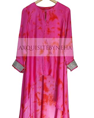 Asysmetrical Pink and Red tie Dye set