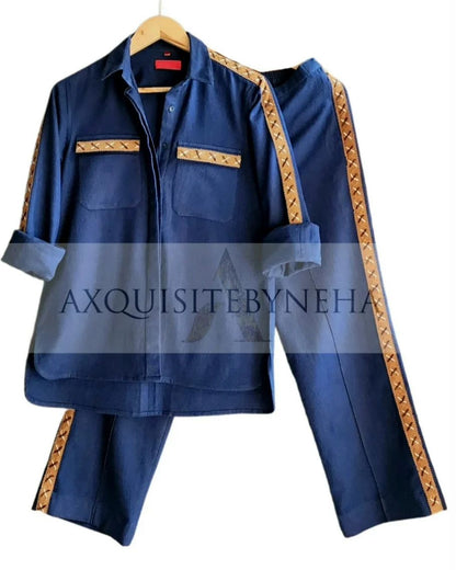 Blue with Tan detailing