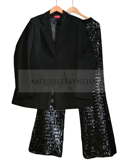Suede Blazer Sequins pants