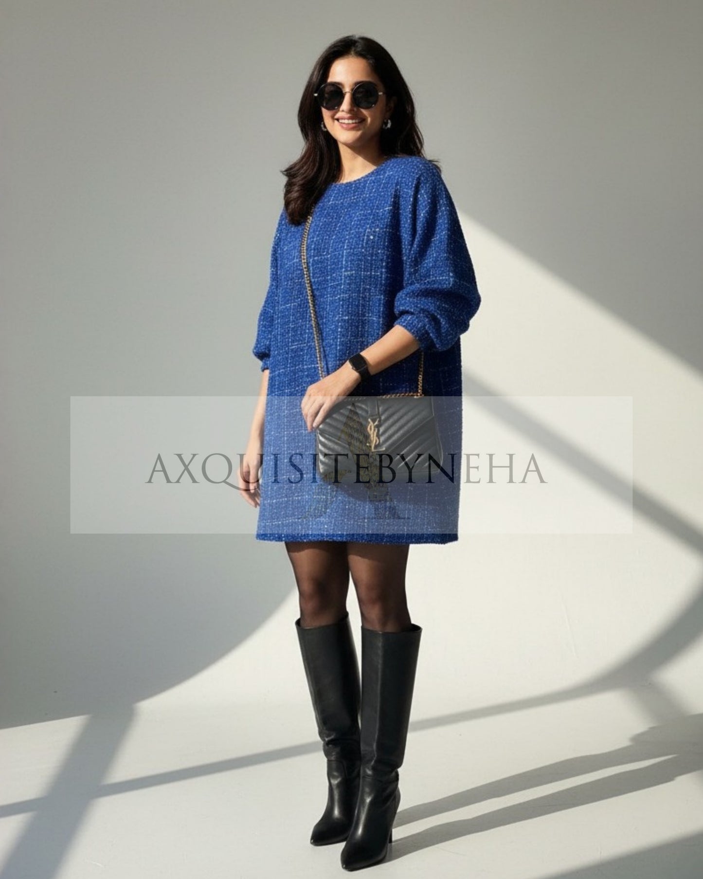 Blue Tweed Dress