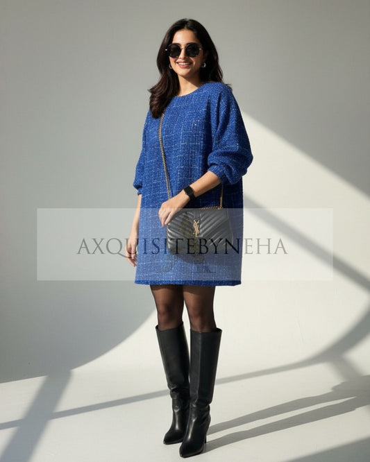 Blue Tweed Dress