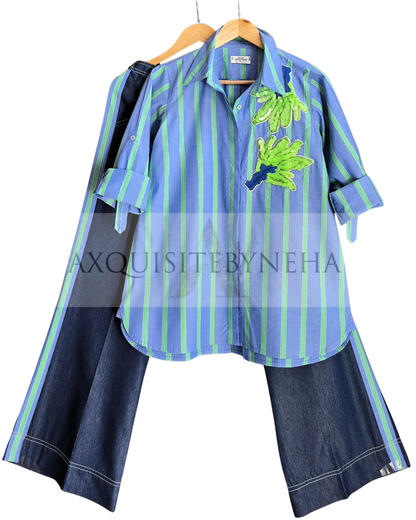 Blue & Green / Denim pants