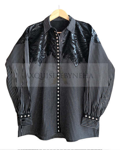 Black leather cutwork