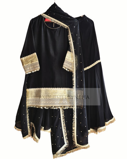 Black Chanderi Sharara set