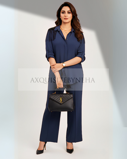 Deep Blue Cotton Crepe