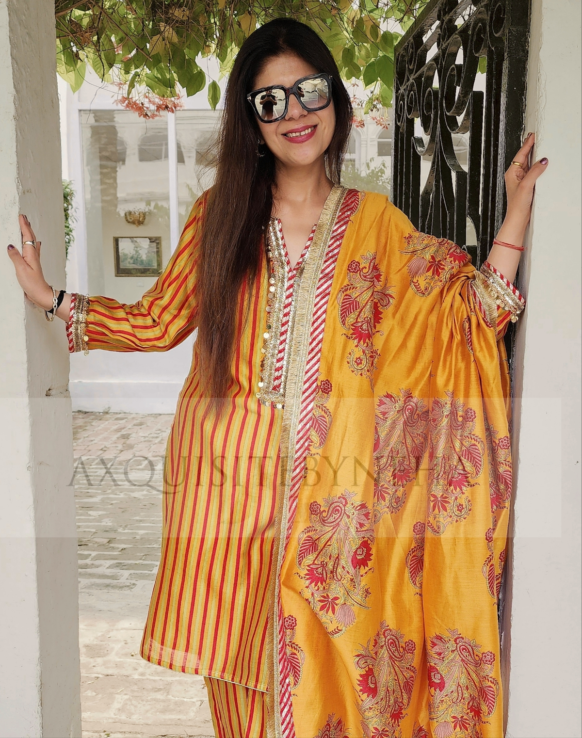 Mustard Stripes Chanderi