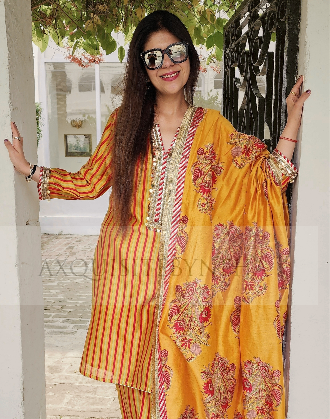 Mustard Stripes Chanderi