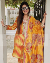 Mustard Stripes Chanderi