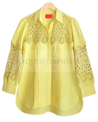 Lemon Cutwork Coordset