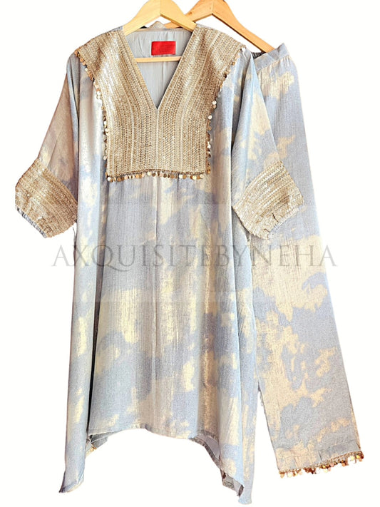 Blue Foil Indo Western style