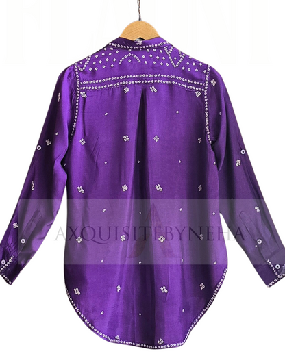 Purple Bandhani Print Shirt
