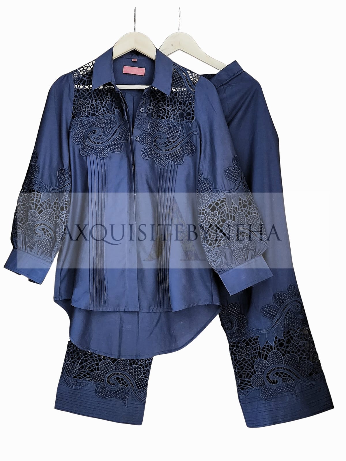 Dark Blue Cutwork coordset