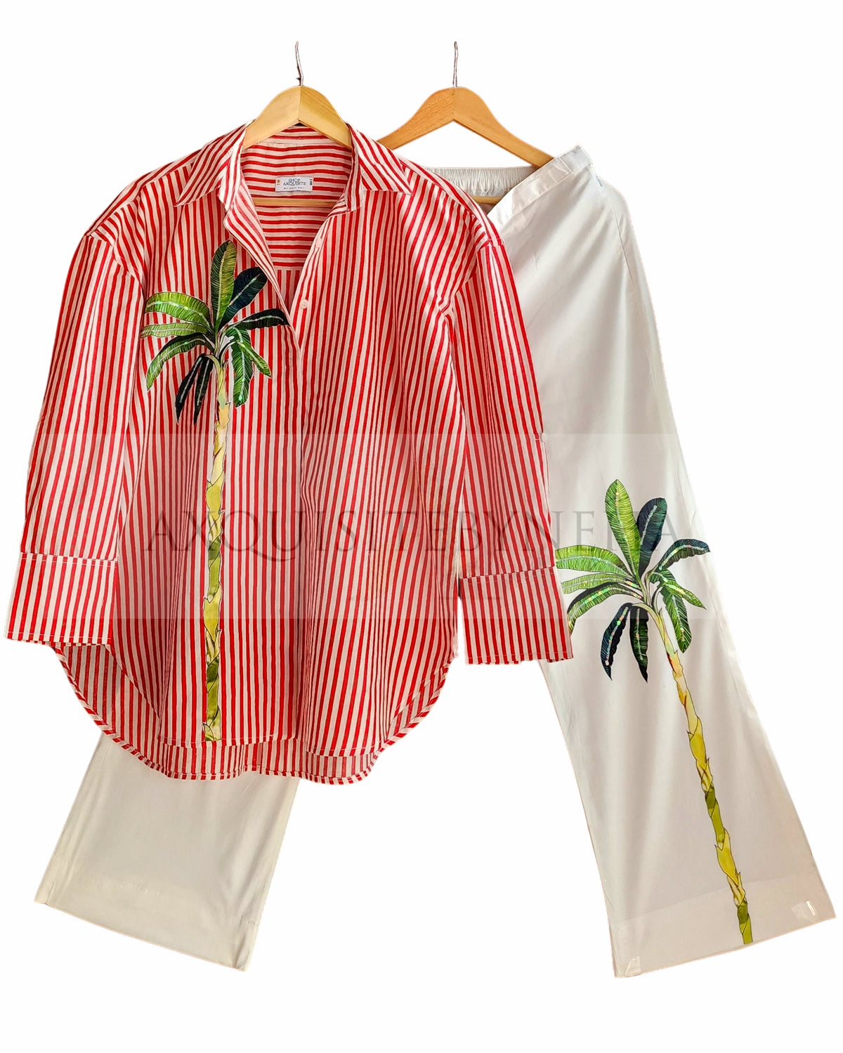 Red Stripes Shirt set