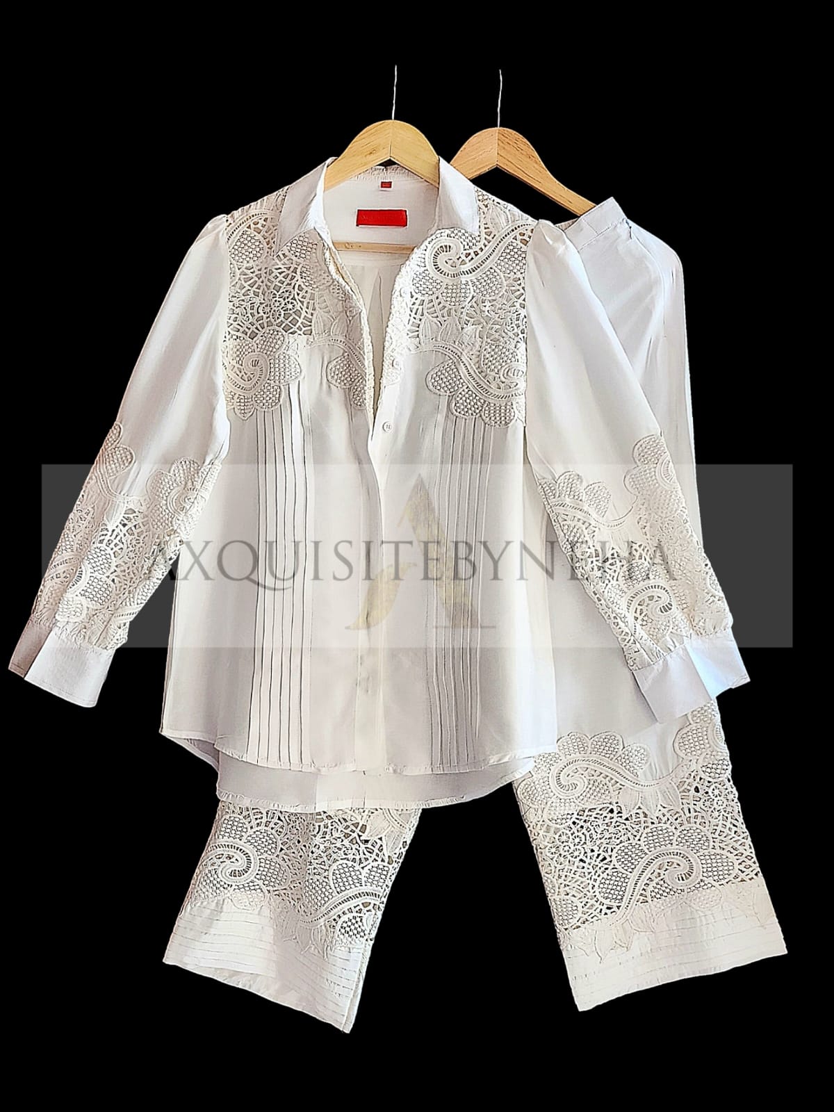 Off white Cutwork coordset