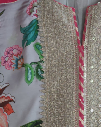 Grey Print ChanderiSilk