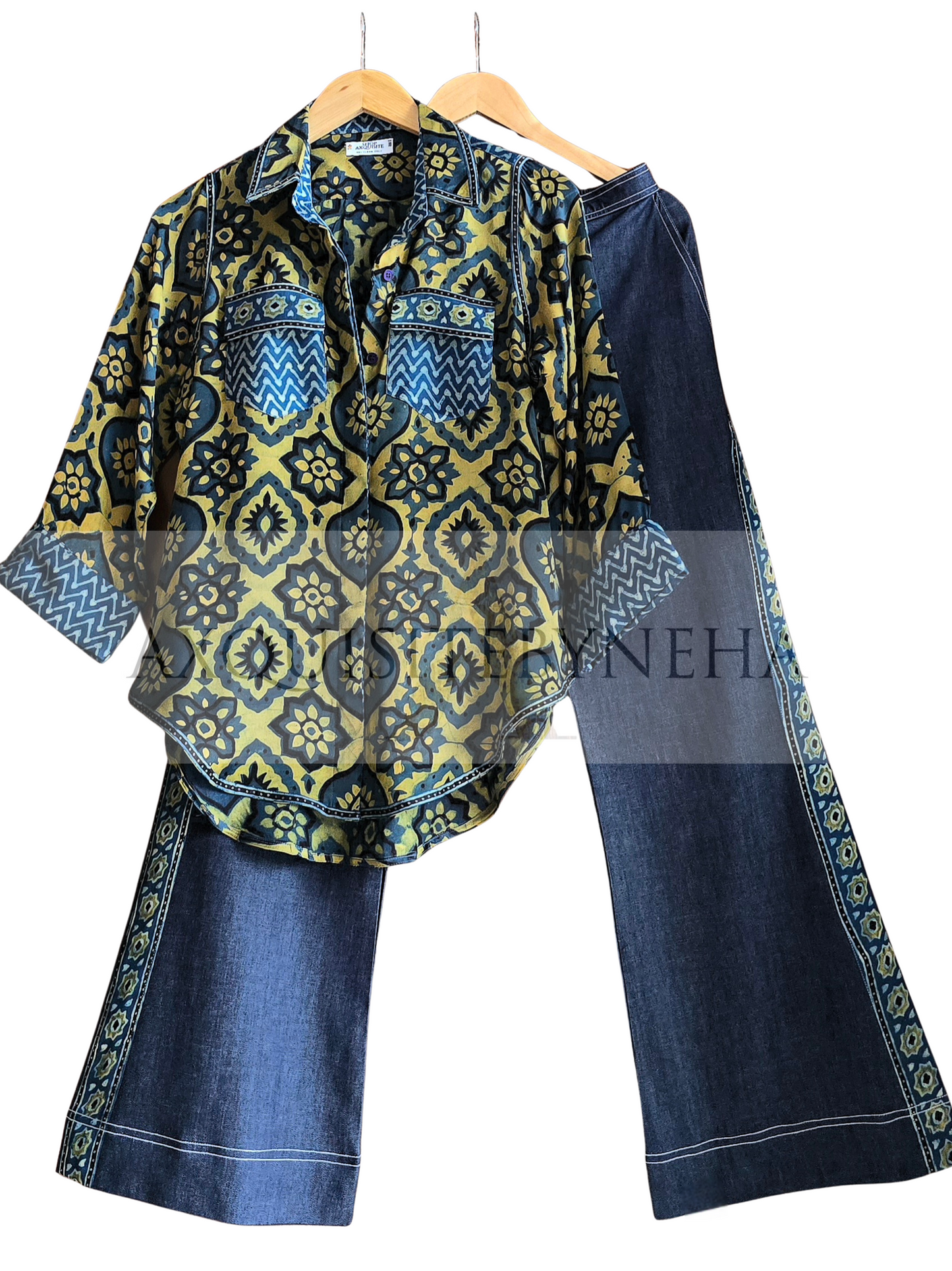 Ajrak With Denim Pants
