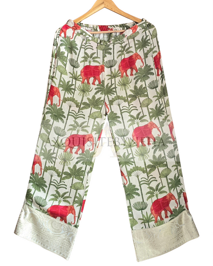 Ivory Elephant Print Plazo