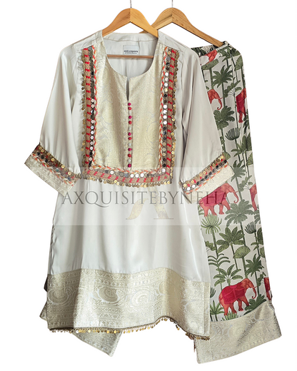 Ivory Elephant Print Plazo